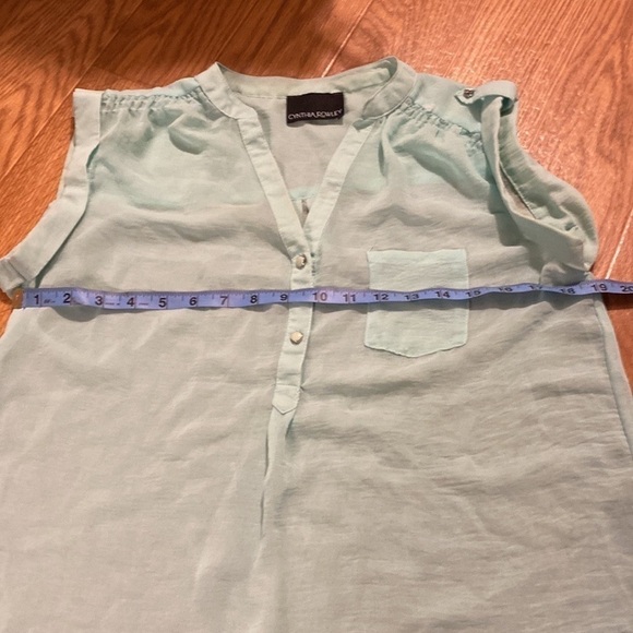 Cynthia Rowley Light Mint Green Sheer  Women's Sleeveless Top (Size Small) - Picture 3 of 6